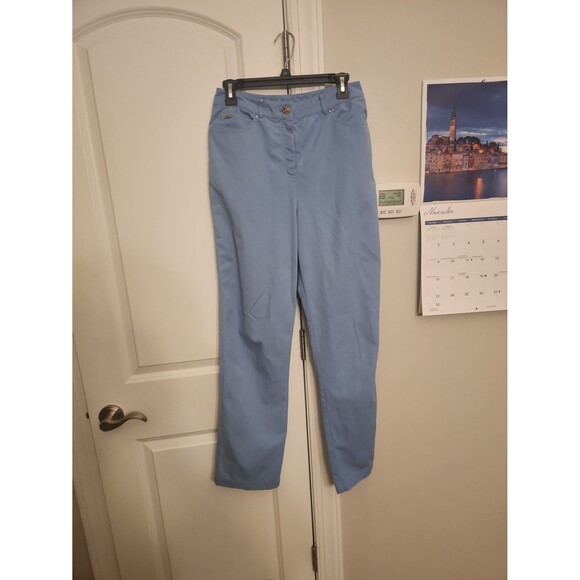 St. John Sport Light Blue Straight Leg Pants Size 4 - Picture 1 of 10